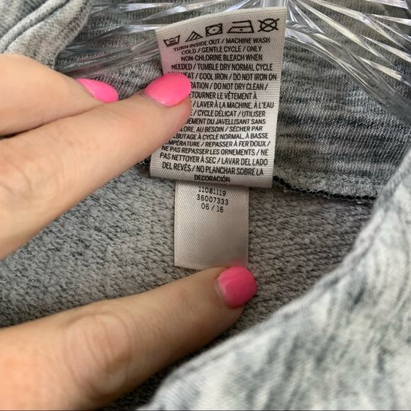 PINK Victoria’s Secret Gray Heather Zip-up New York Sequin Detail Sweatshirt - Picture 5 of 7